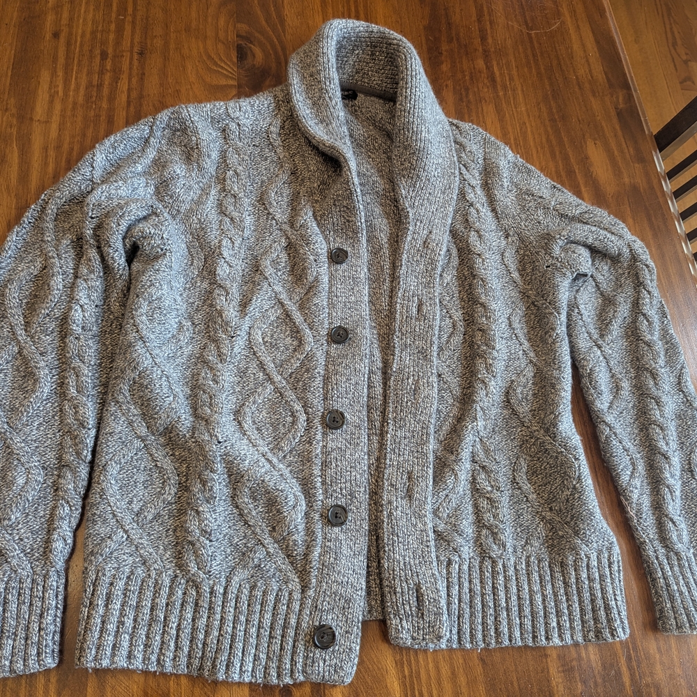 Banana Republic Gray Cable Knit Cardigan